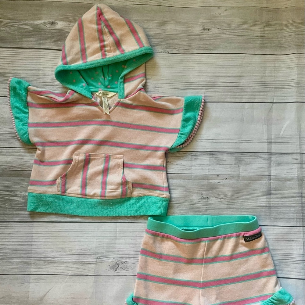 Matilda Jane Terry Cloth Striped Hoodie and Shorts Set size 4